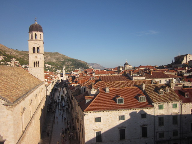 A view of the Stradun, the main drag, from atop the City Walls