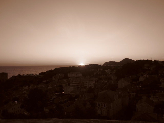 With the old orange-y hue of Dubrovnik at sunset, I couldn't resist playing around with my  sepia setting on my camera