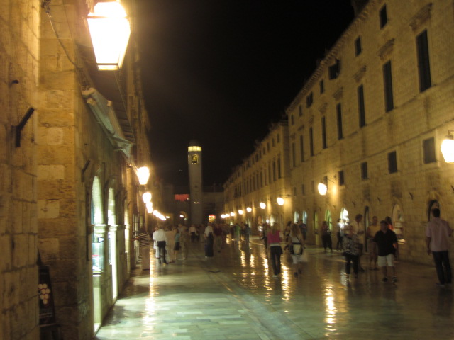 Stradun by night.  The marble was so slick and clean you could actually lick (no I did not try).