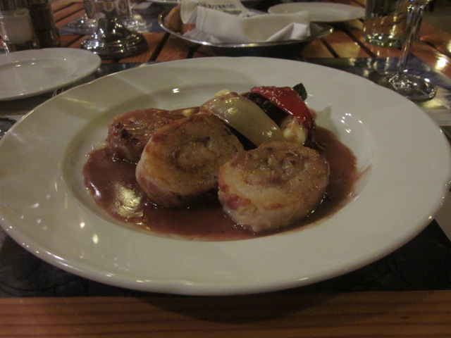 Another interesting take...fish wrapped with bacon in a red wine sauce