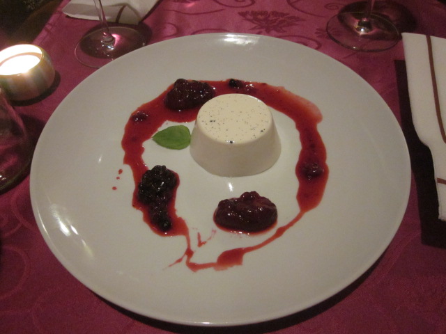 Panna cotta with forest fruits.  No idea what forest fruits are, but they sure were tasty!
