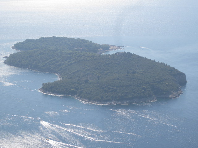 Aerial view of Lokrum island, where we'd visit later in the day