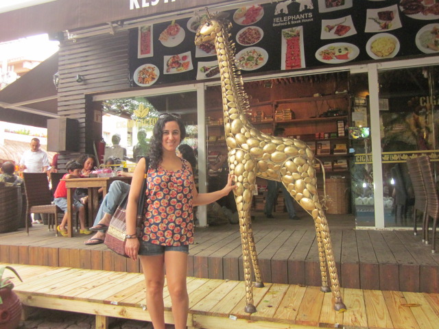 First, Beata made new friends with a giraffe down the street...