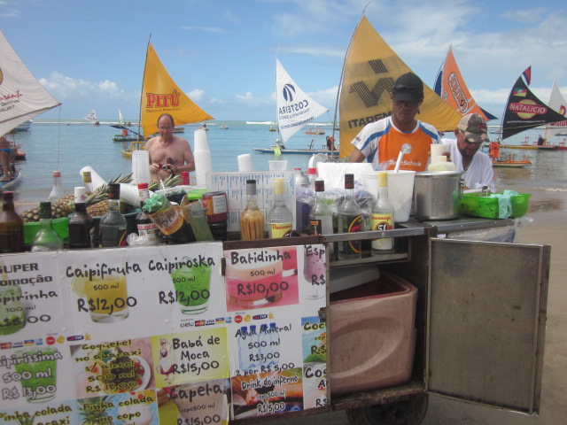 Mobile tropical cocktail cart on the beach