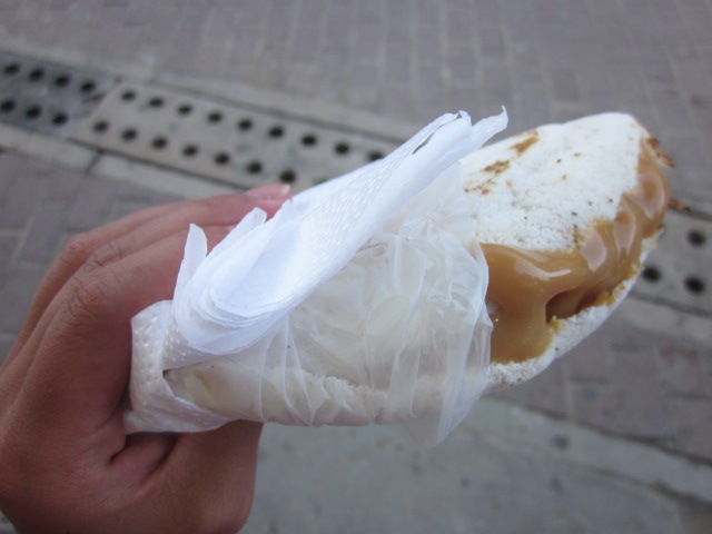 Tapioca, our favorite Brazilian street snack. This one was delectable, filled with dulce de leche, cheese, and coconut