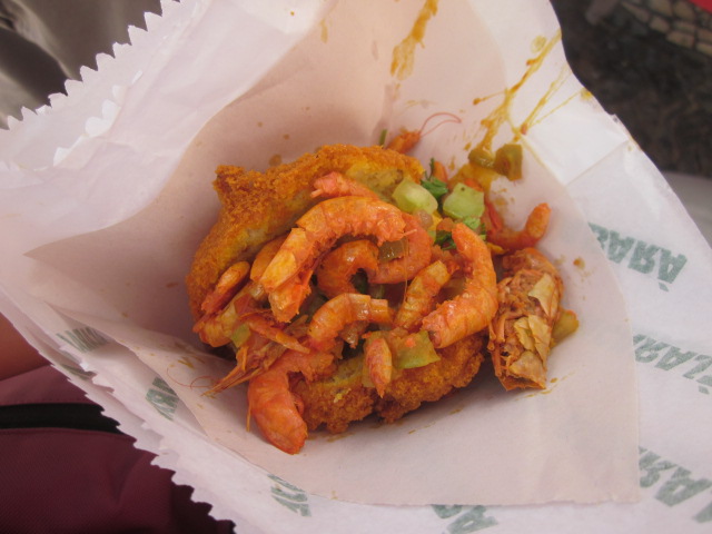 Doug didn't dare, but I did try an order of this peculiar acaraje dish