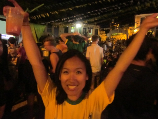 Celebrating a 2-1 Brazil victory